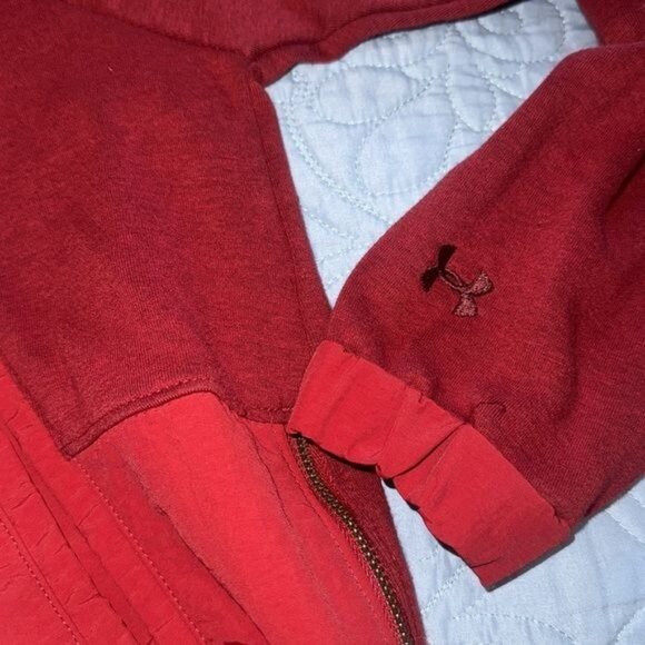 Under Armour Red Hooded Sweatshirt S Loose Fit - Picture 5 of 12